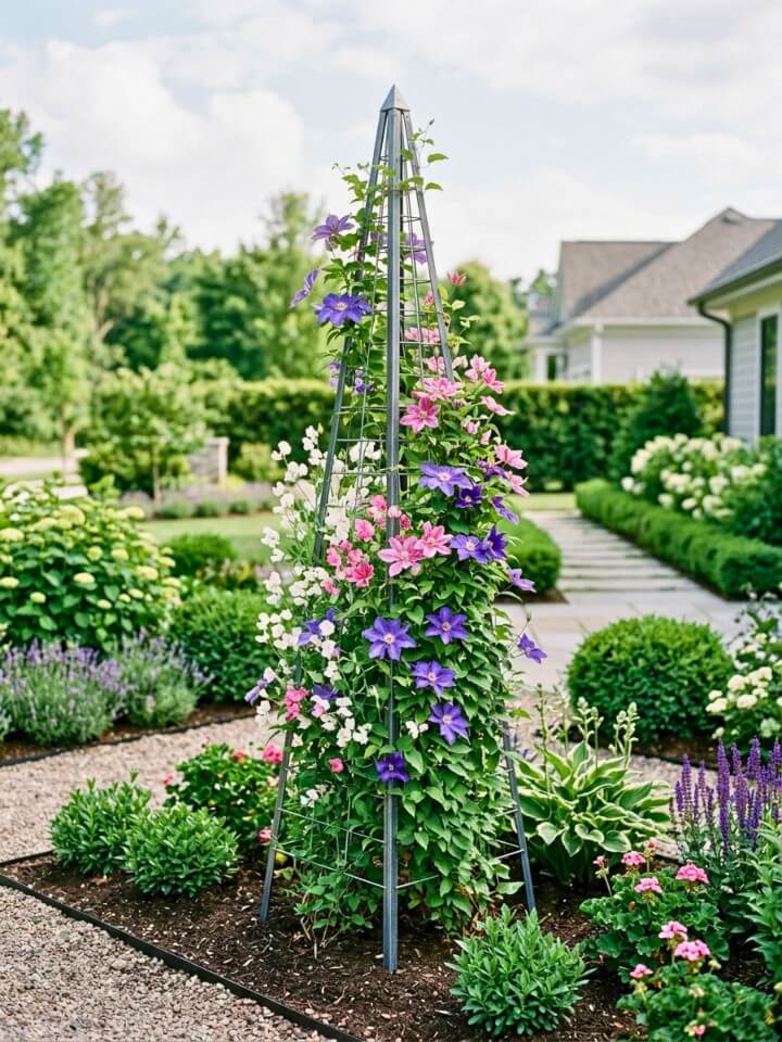 decorative garden obelisk cattle panel trellis