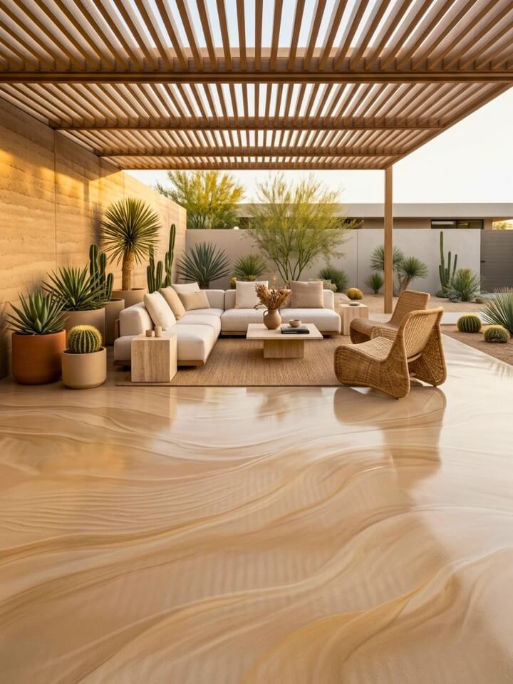 desert sand tone resin patio floor