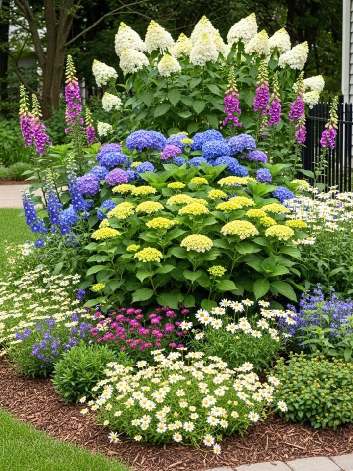 design a charming cottage garden with hydrangeas