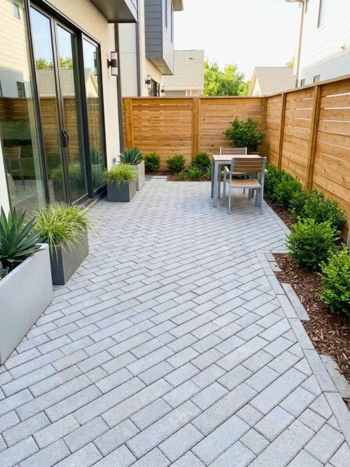 diagonal brick patio layout design idea