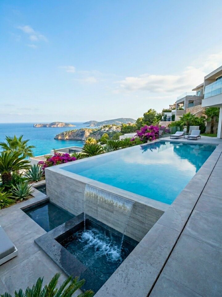 disappearing edge sheet pool waterfall design