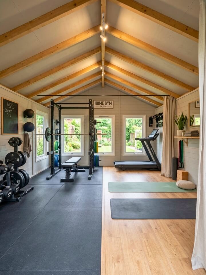 dual zone shed gym for mixed training space
