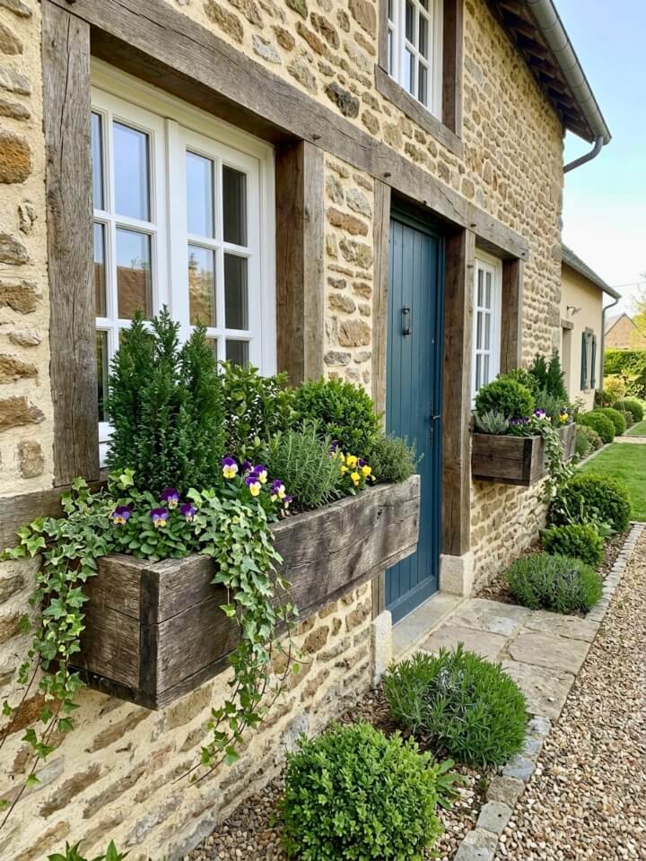 european weathered window boxes