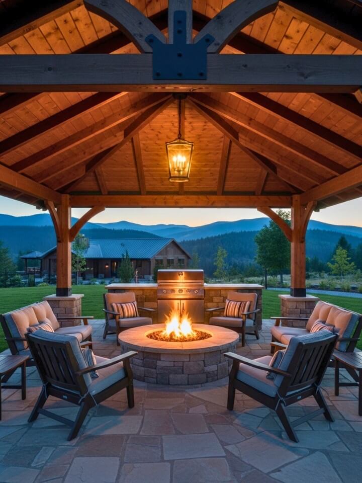 fire pit pavilion for cozy backyard gatherings