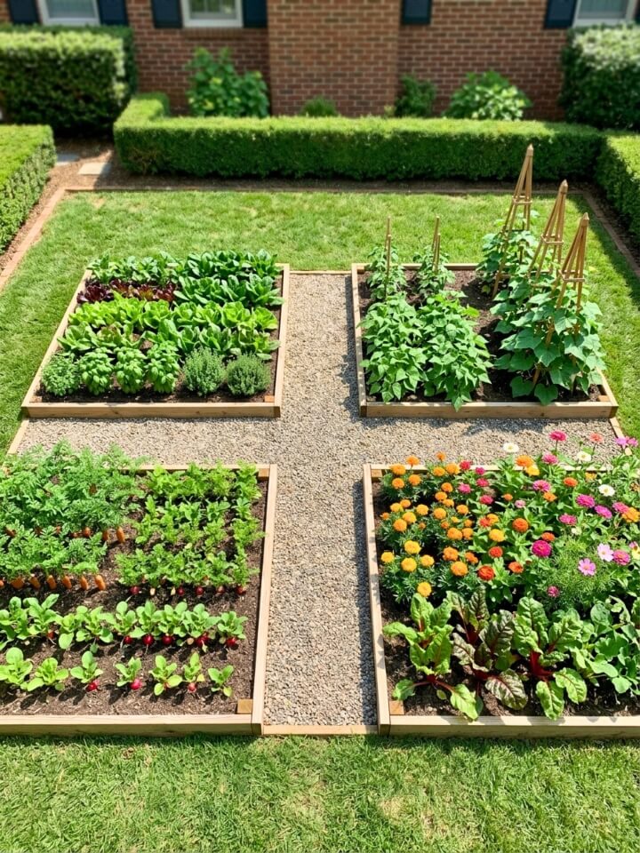 four square vegetable garden plan