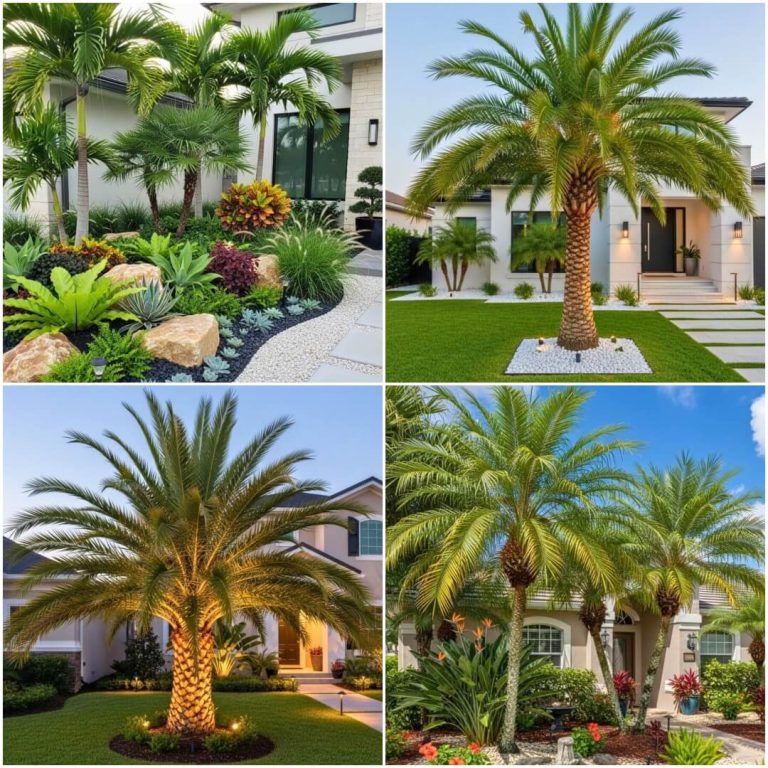 front yard palm tree landscape ideas
