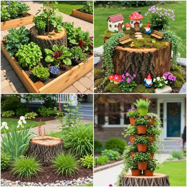 front yard tree stump ideas