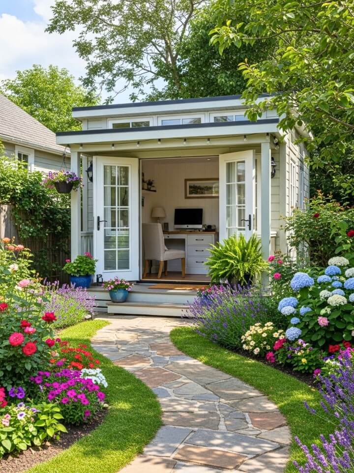 garden office with french doors
