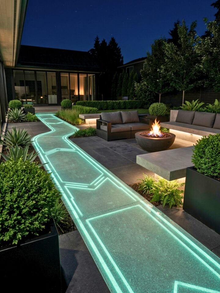 glow path epoxy outdoor lighting patio