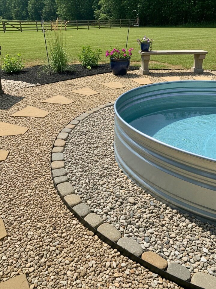 gravel border pool area for better drainage