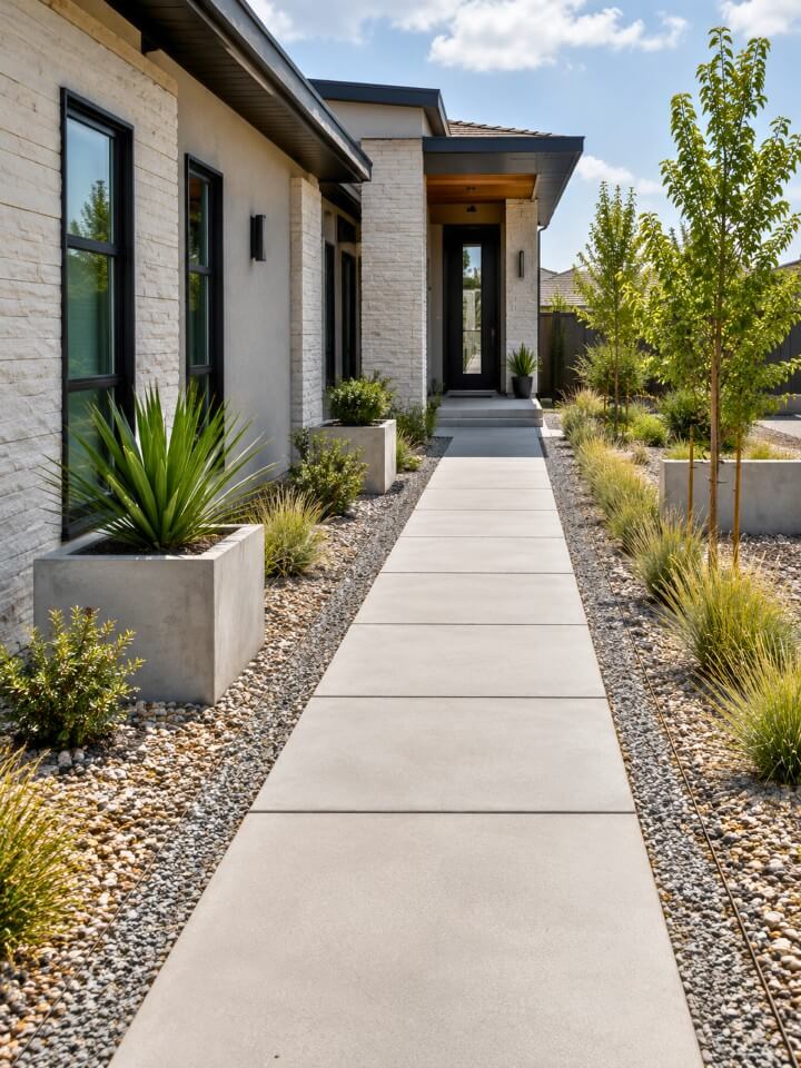 gravel edging for modern pathway