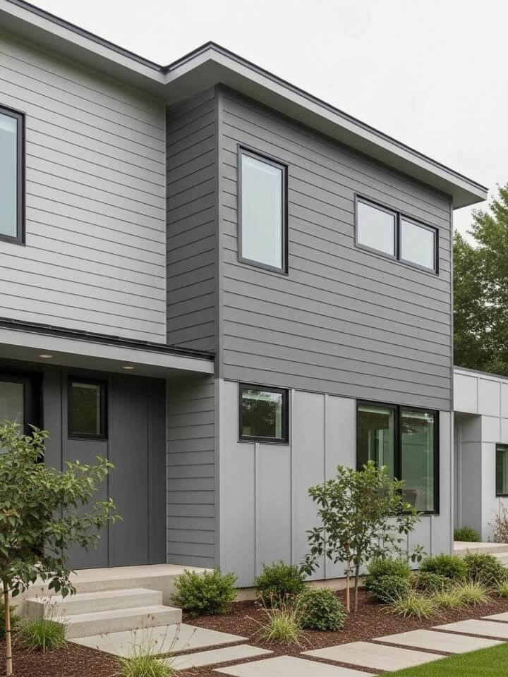 gray tone exterior cladding for modern homes