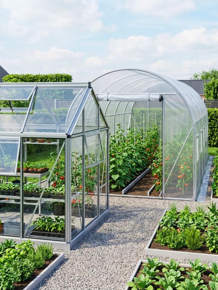 greenhouse polytunnel vegetable garden