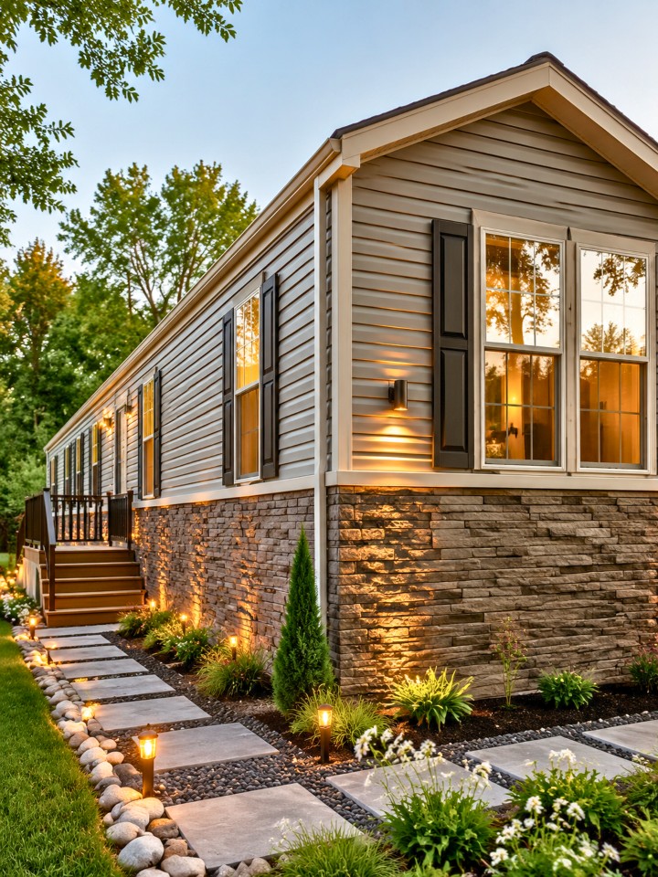 half stone siding exterior combination