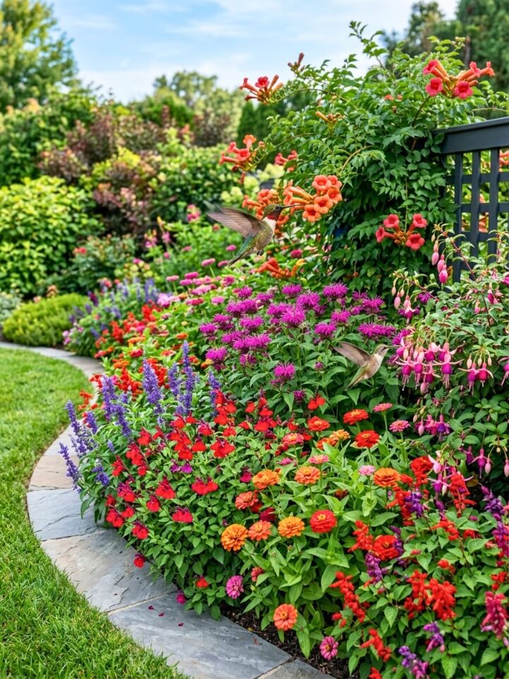 hummingbird attracting garden flowering planting