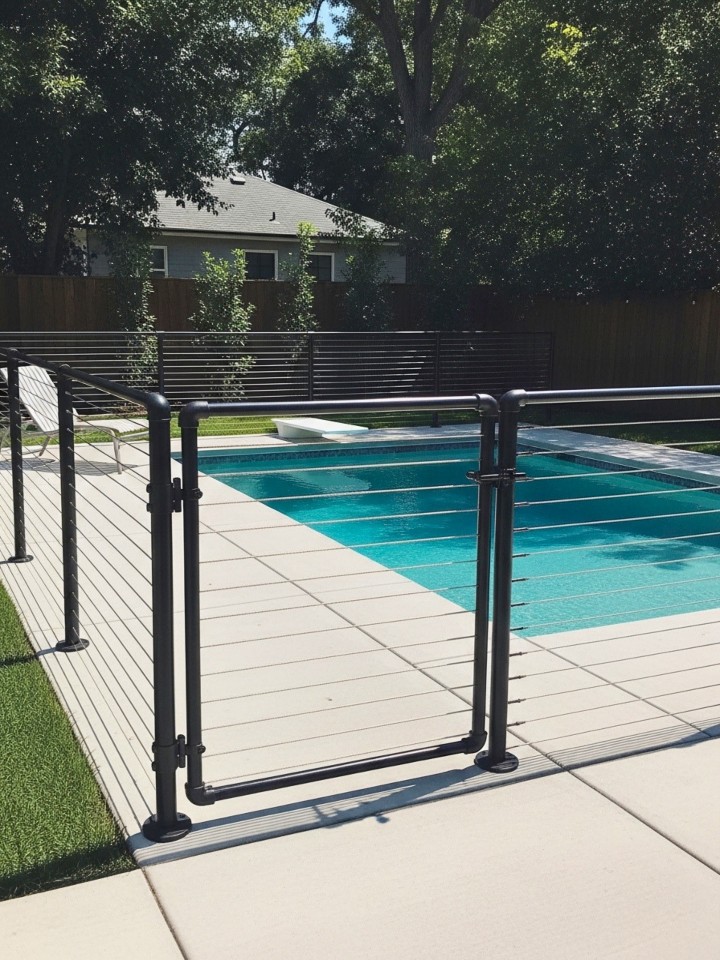 industrial pipe and cable pool fence