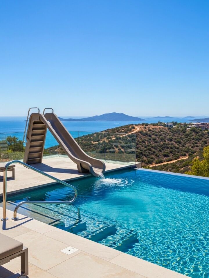 infinity edge pool with a side slide