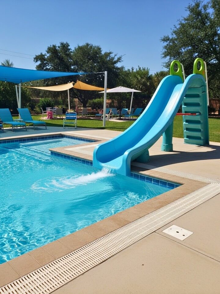 kid friendly splash zone with a gentle slide