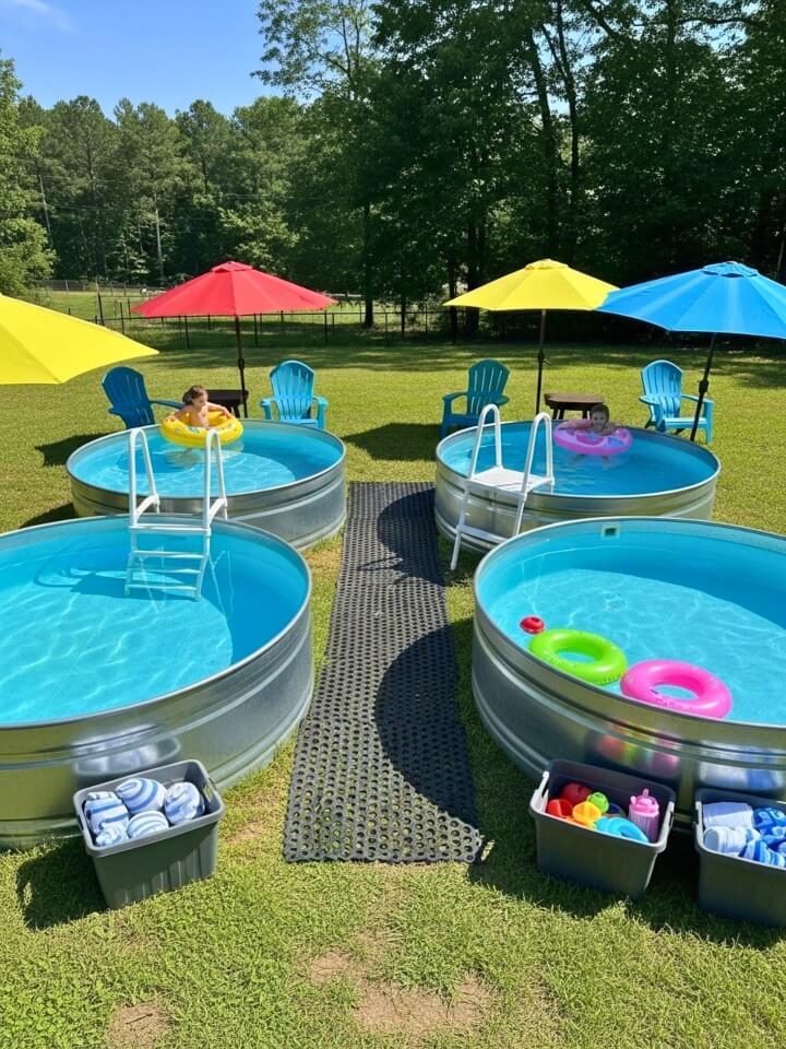 kid friendly splash zone with multiple tanks