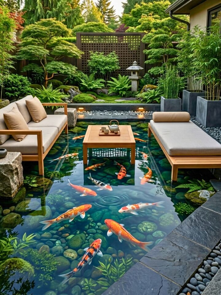 koi pond illusion resin patio design