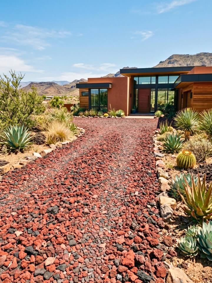 lava rock driveway design