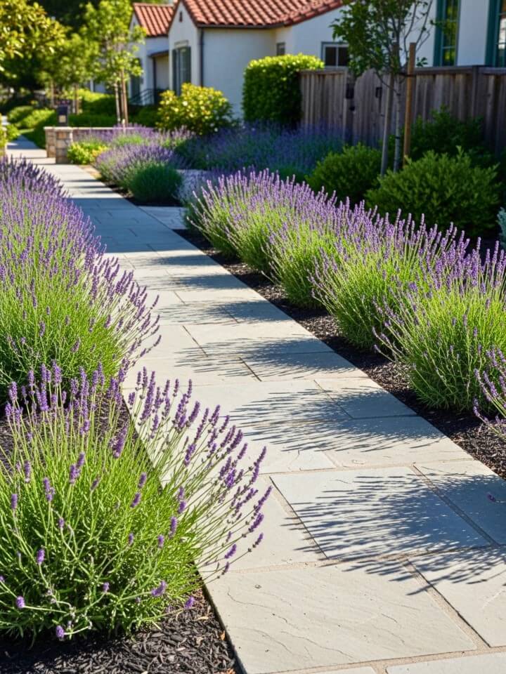 lavender borders for fragrant sidewalks