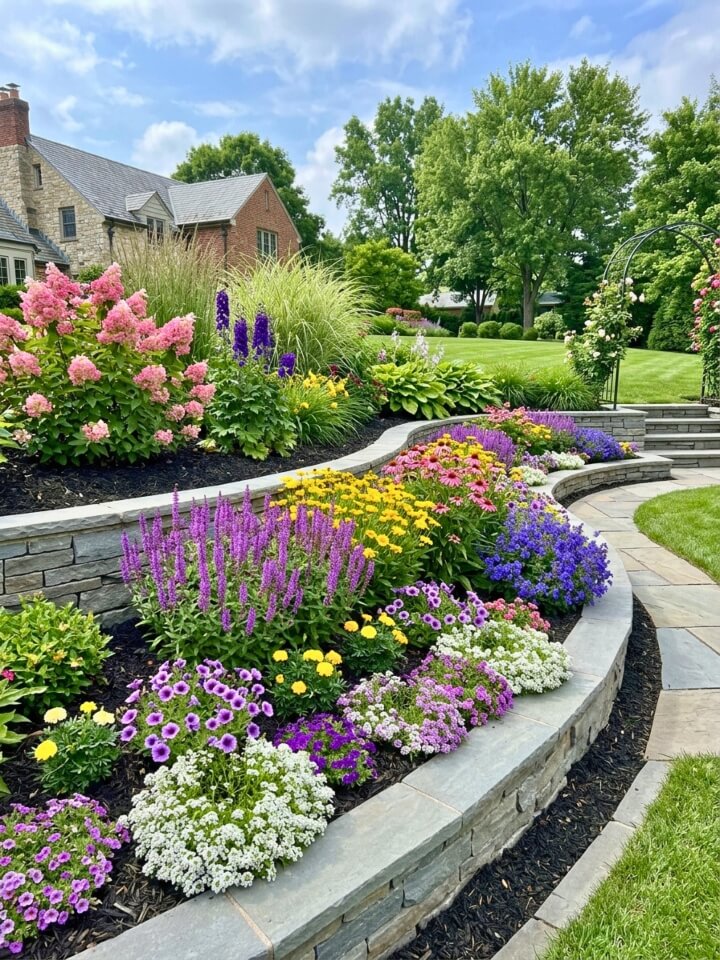 layered garden bed structured planting depth design
