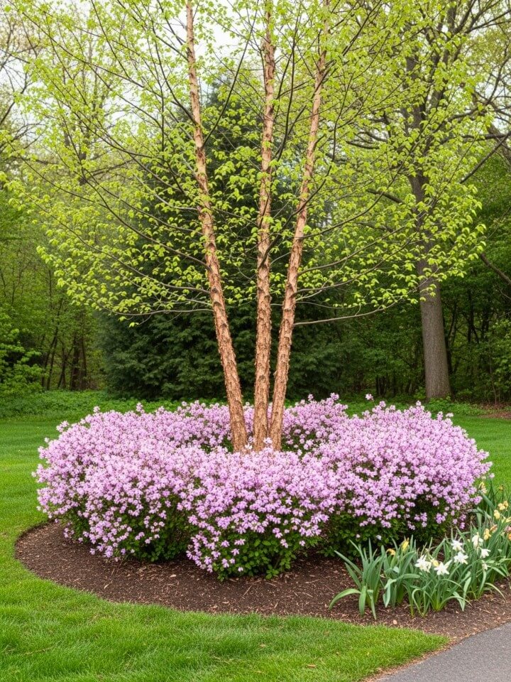 layered planting under small trees