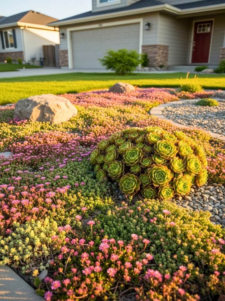 living succulent ground cover instead of traditional lawn