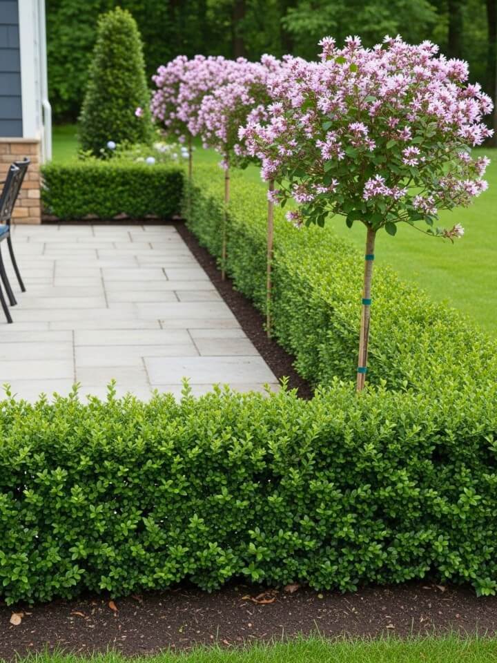 low privacy hedge with loropetalum