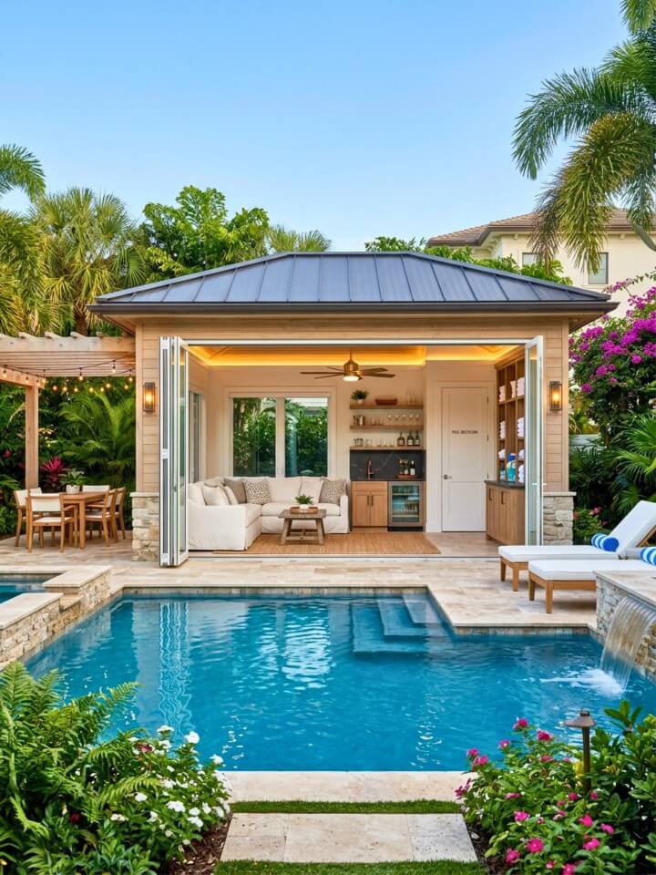 luxury cabana pool house