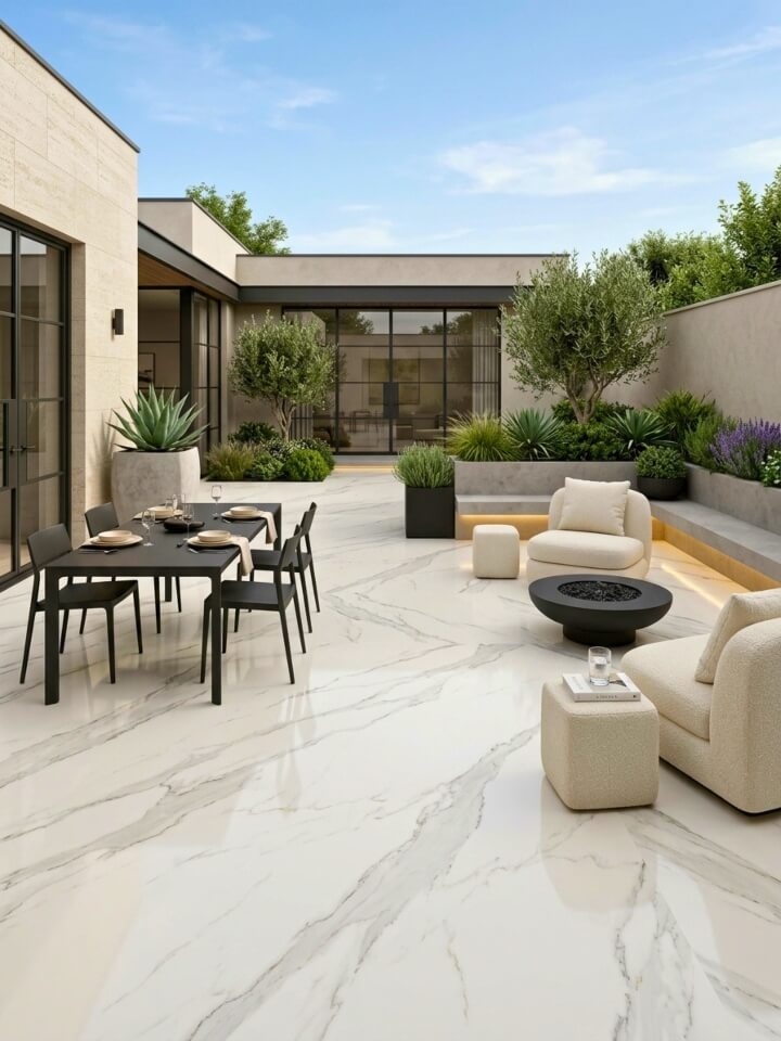 marble style resin patio floor ideas