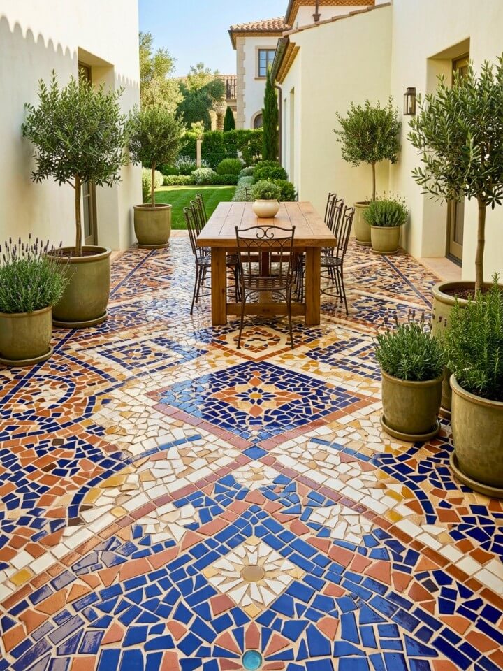 mediterranean mosaic patio eproxy design