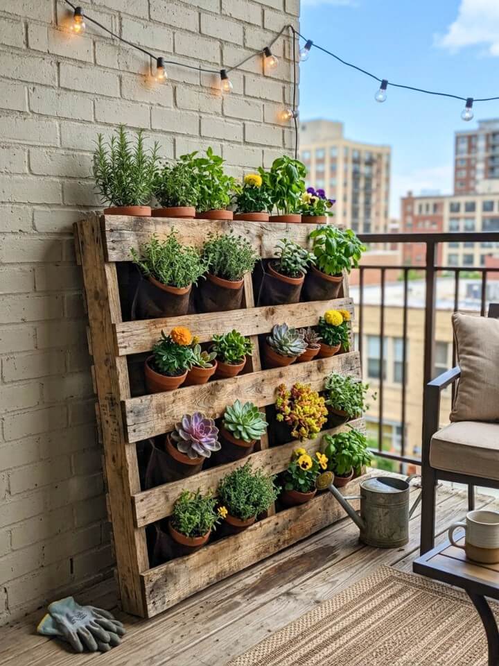 mini pallet planter for compact space