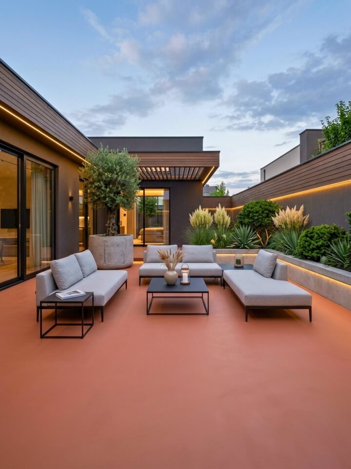 minimal matte resin patio surface design