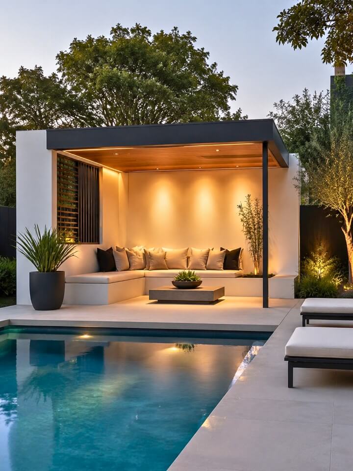 minimalist modern pool cabana