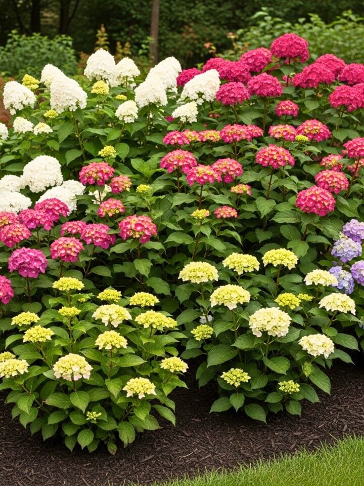 mix hydrangea varieties for months of color
