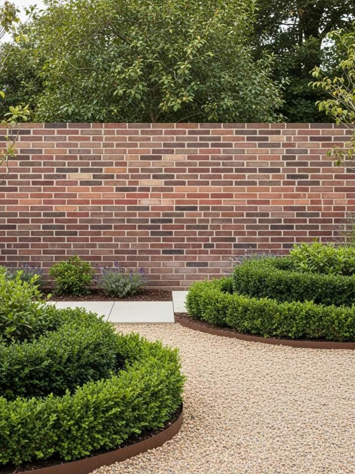 mixed color brick fence design ideas for natural outdoor look