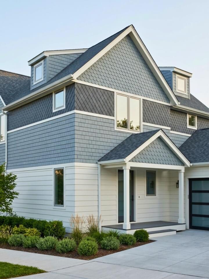 mixed shingle pattern exterior siding