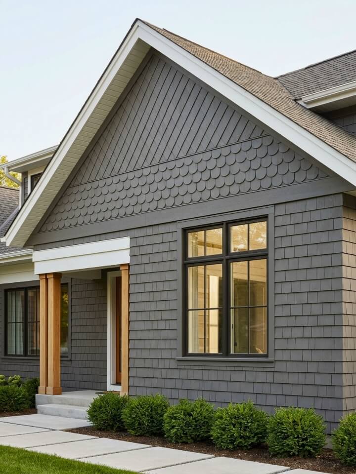 mixed shingle shape exterior design