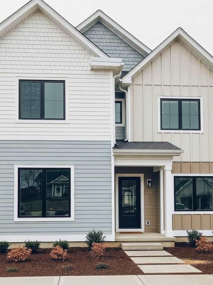 mixed siding layout for layered home exteriors