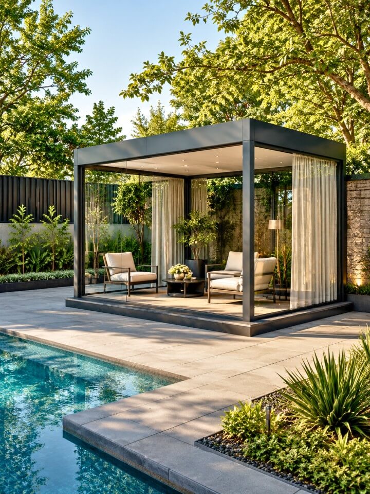 modern cube pool cabana