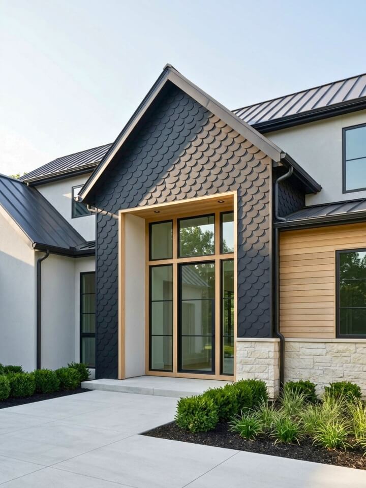 modern matte black scallop exterior