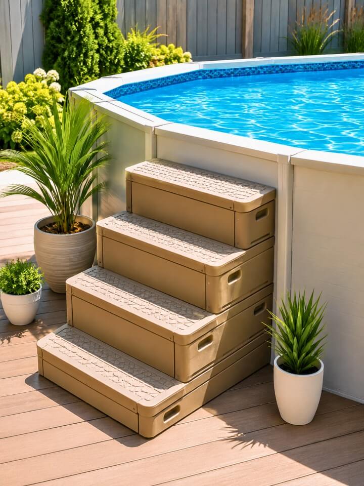 modular stackable steps for flexible pool access