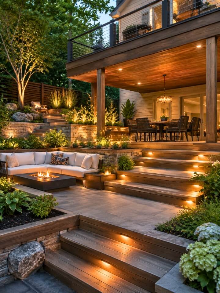 multi level under deck patio