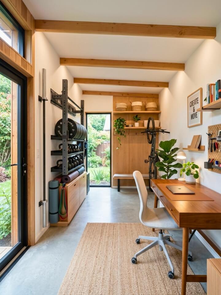 multi purpose shed gym for gym and office space