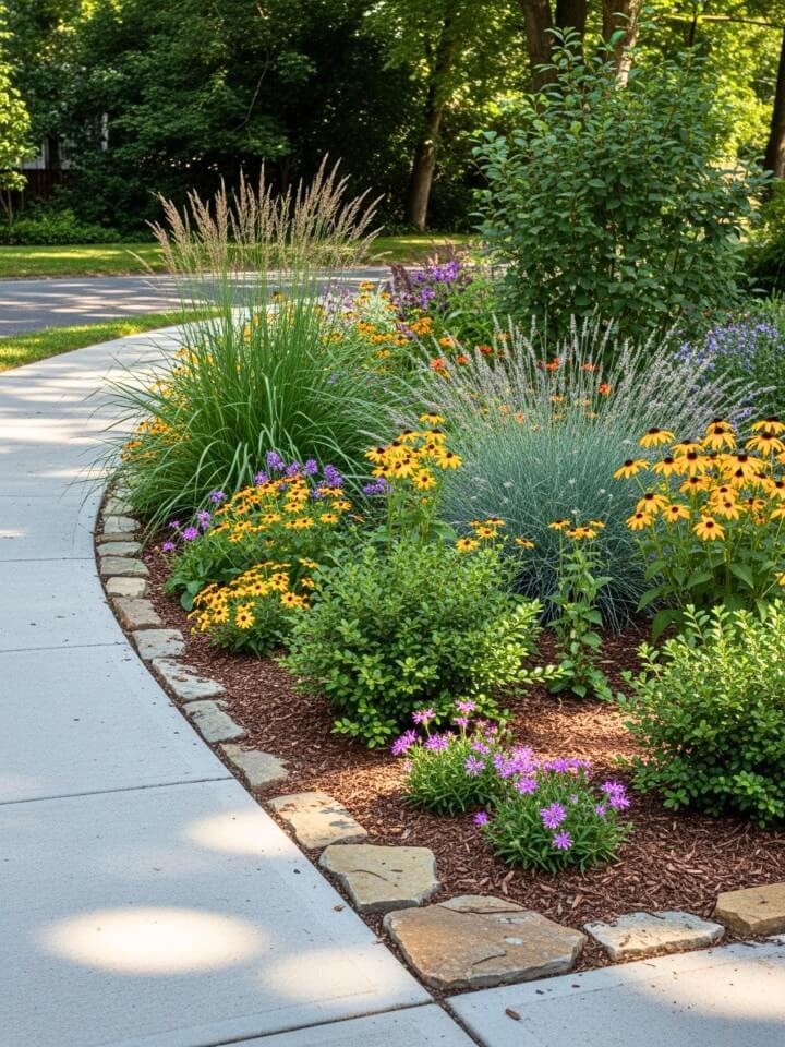 native plants for low maintenance sidewalk landscaping ideas