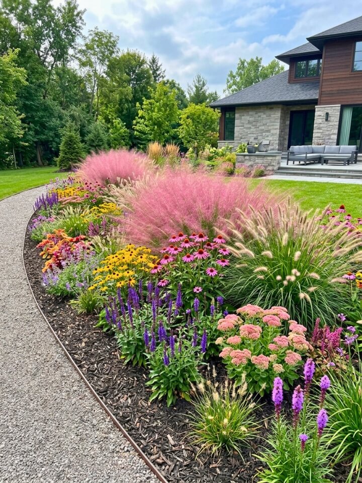 ornamental grasses perennial flower bed combinations