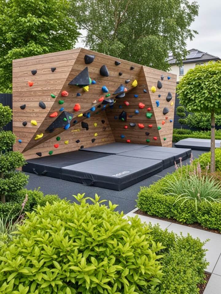 outdoor climbing wall for backyard fitness
