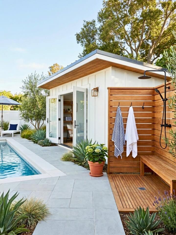 outdoor shower changing house